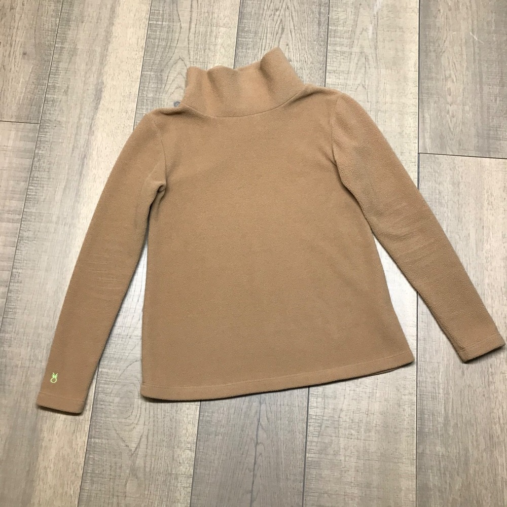 Dudley Stephens Fleece Womens Sz XS Brown Camel Park Slope Turtleneck Vello Top